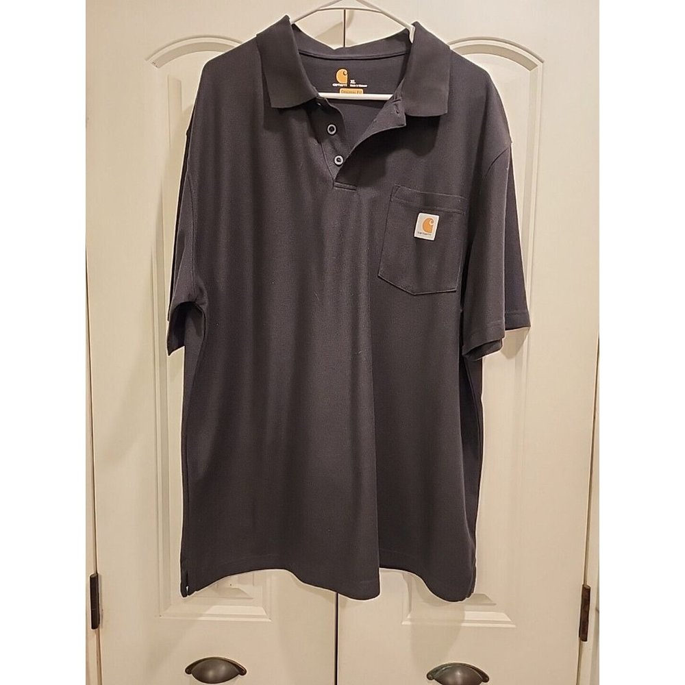 Carhartt Polo Shirt Mens XL Original Fit Short Sleeve Black Casual Pocket Logo